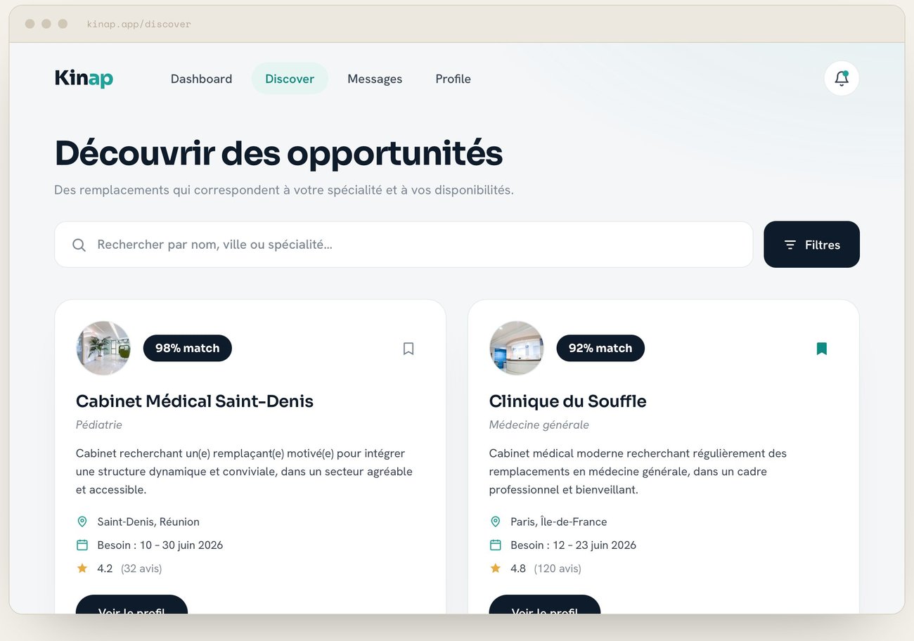 kinap — main screen
